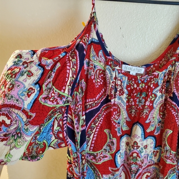Patrons of Peace Cold Shoulder Paisley Boho Top - Picture 3 of 3